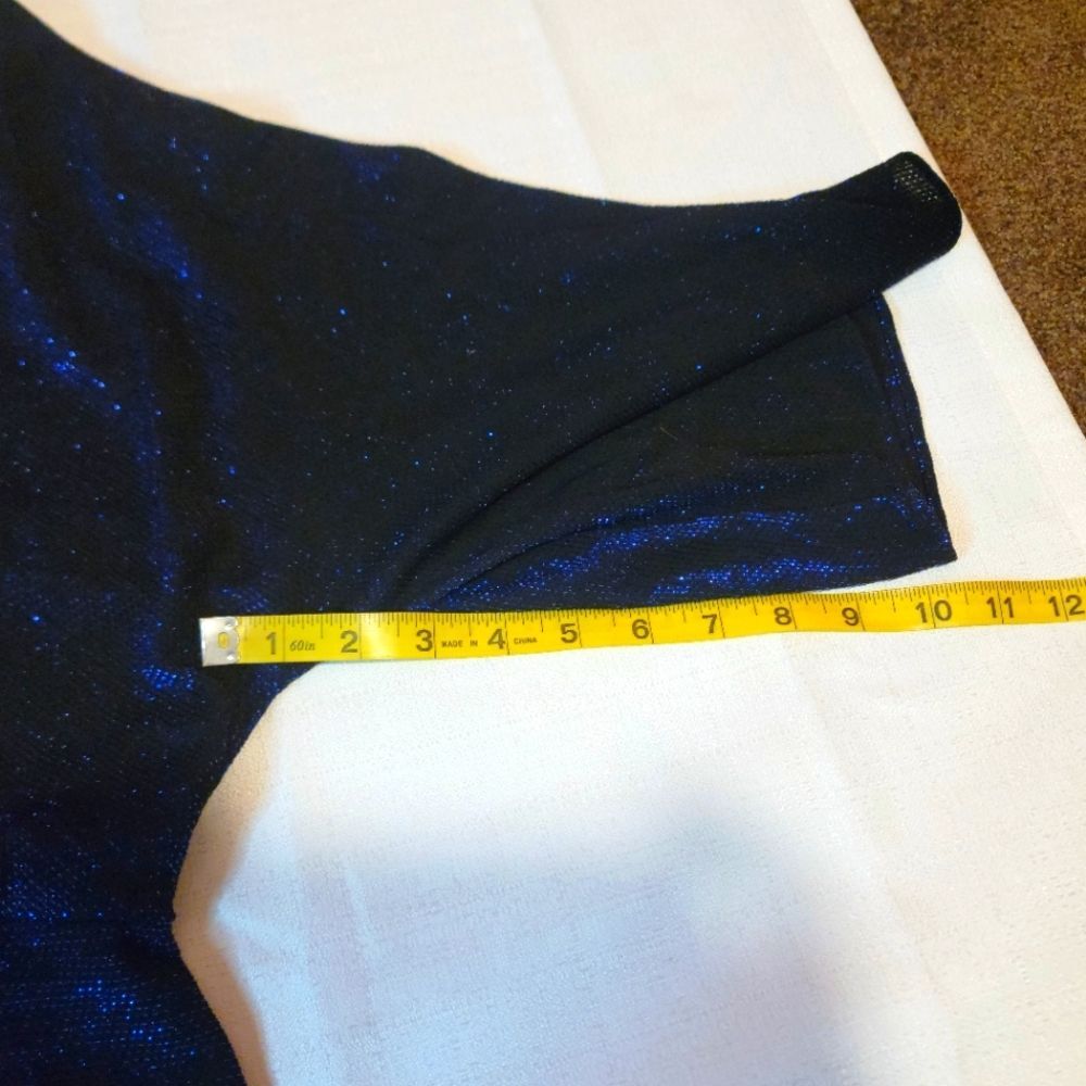 Zara Blue Shimmer Sparkle Lurex V-Neck Crossover Midi Dress Cocktail Size XS - Picture 10 of 13